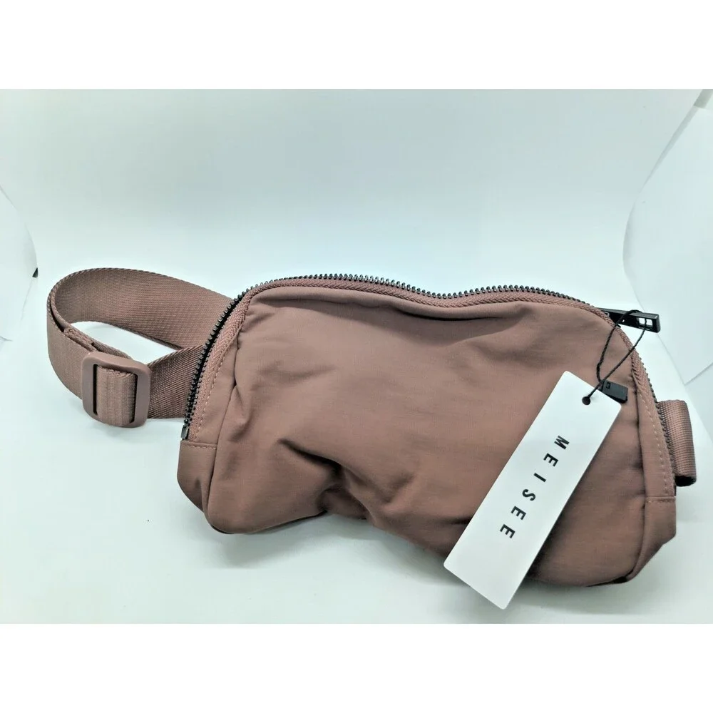 MEISEE Women's Brown Nylon Fanny Pack Belt Bag Crossbody Waist Pack NWT